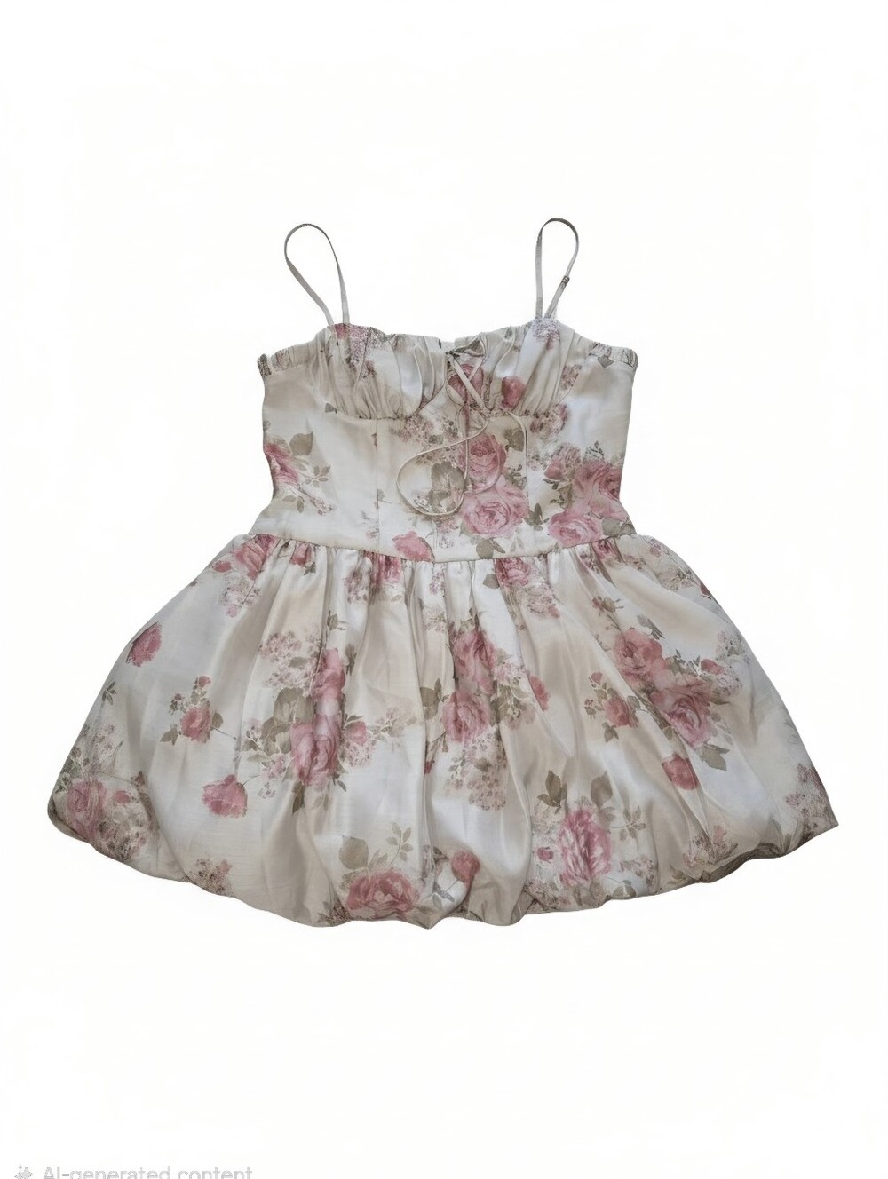 NWT Macy's L Taupe Pink  SENI & CADE ' Rose-Print Bubble-Hem Mini Dress L